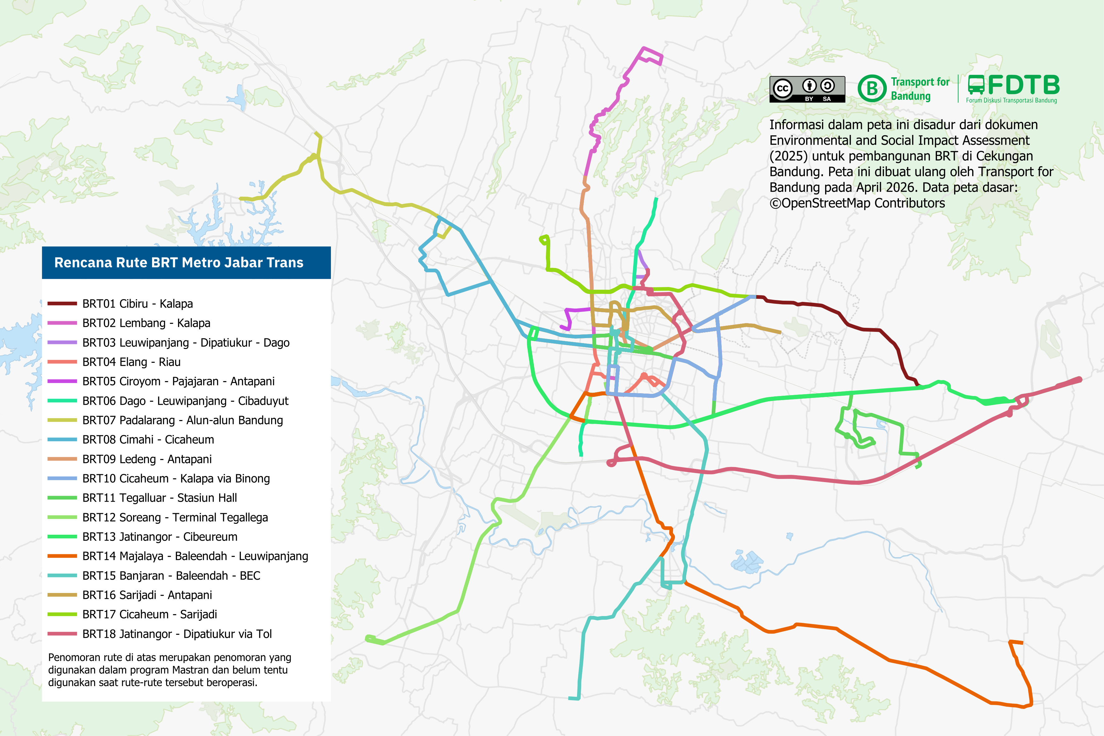 Peta rute BRT di Cekungan Bandung